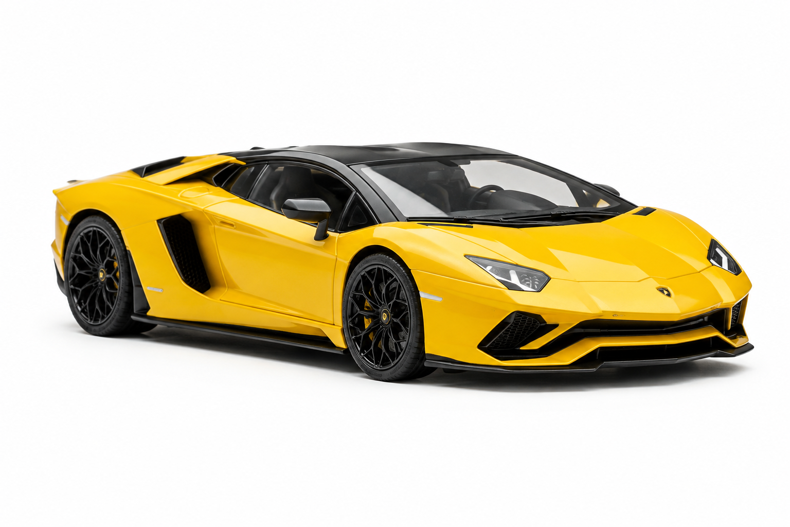 Yellow supercar diecast car on white